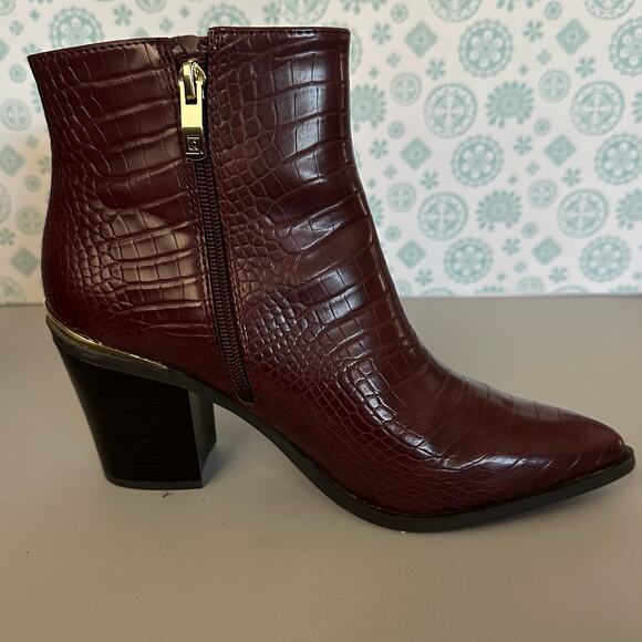 Liz Claiborne red brown croc print faux leather pointed toes 3.5” heels size 8.5 - Picture 12 of 15